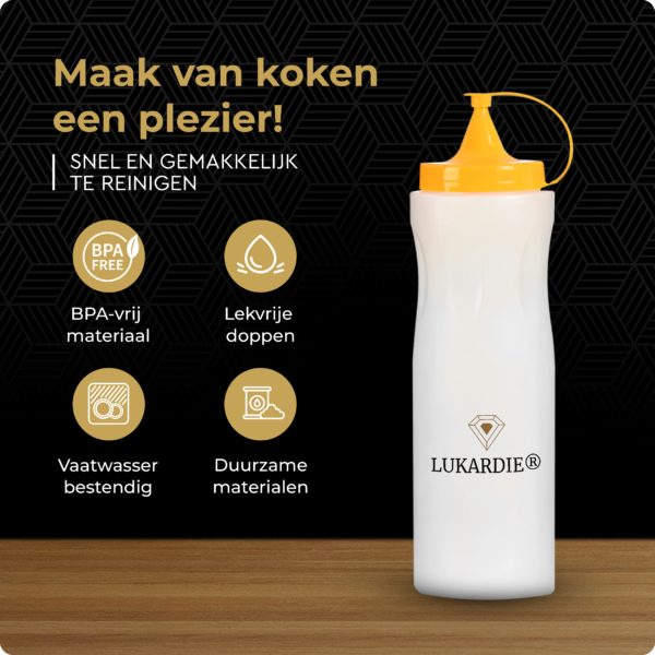 Doseerfles, sausfles, knijpfles, beslagfles, garneerspuit,